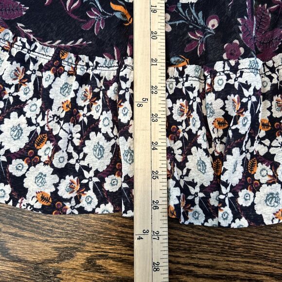 Free People Size S Isabelle Floral Print Long Sleeve Tunic Flowy Boho Semi Sheer - Picture 9 of 11